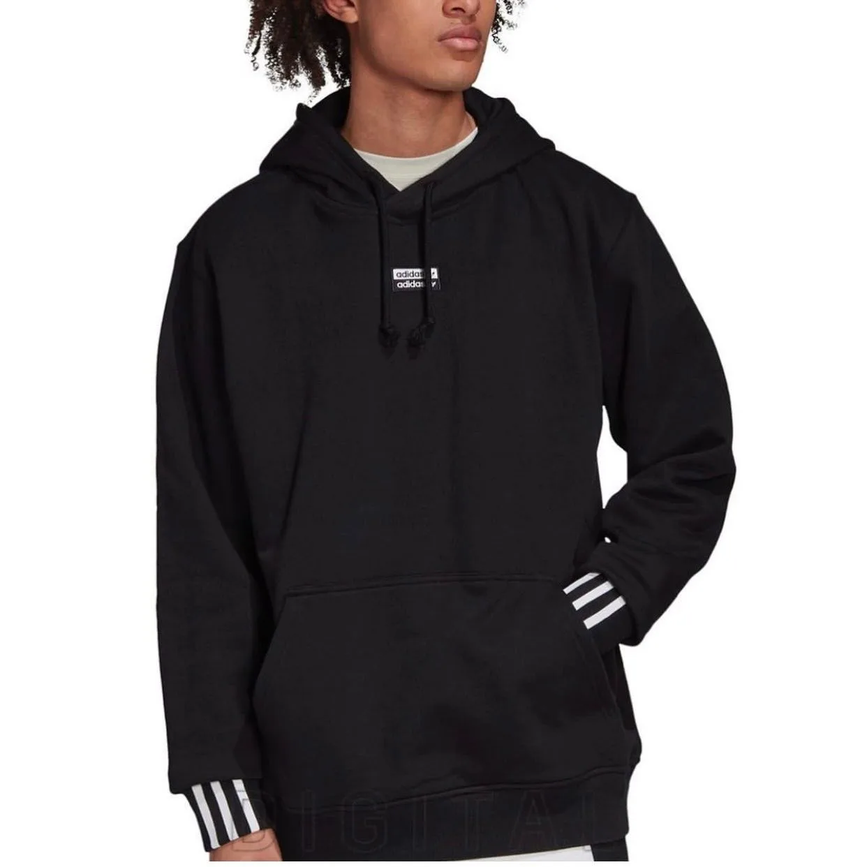 Hoddie black adidas 3 lineas